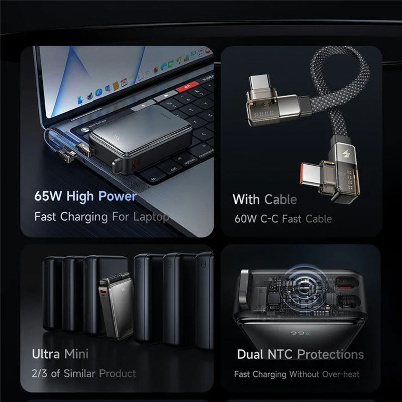 Mcdodo 67W 20,000 maH Power Bank with Built-in Cables, Digital Display, 2C+1A – MC4331