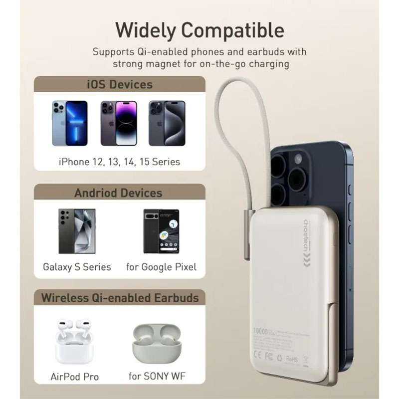 Choetech 10000mah 20W MagSafe Powerbank with USB-C Cable & Power Display