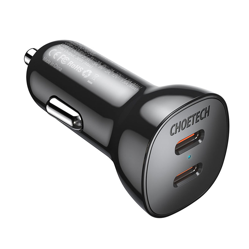 Choetech Dual USB-C Ports PD 40W Fast Car Charger