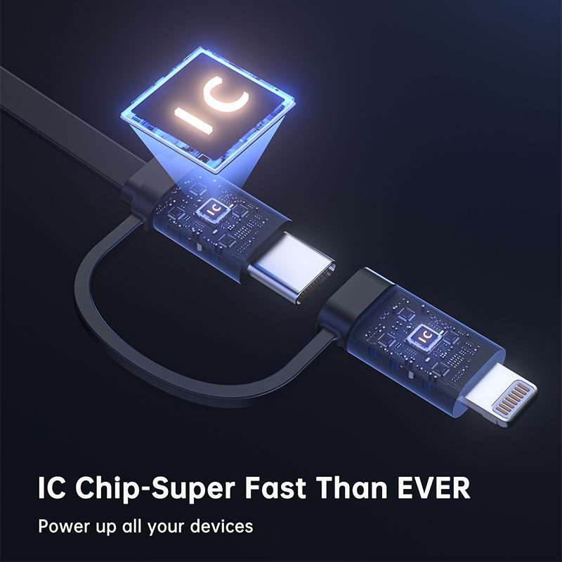 Choetech 75W Car Charger with Retractable 2in1 USB-C + Lightning