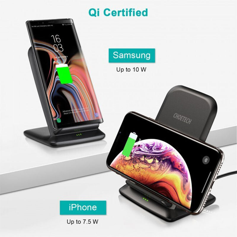 Choetech 15W Fast Wireless Charger Stand + 1.2m Cable
