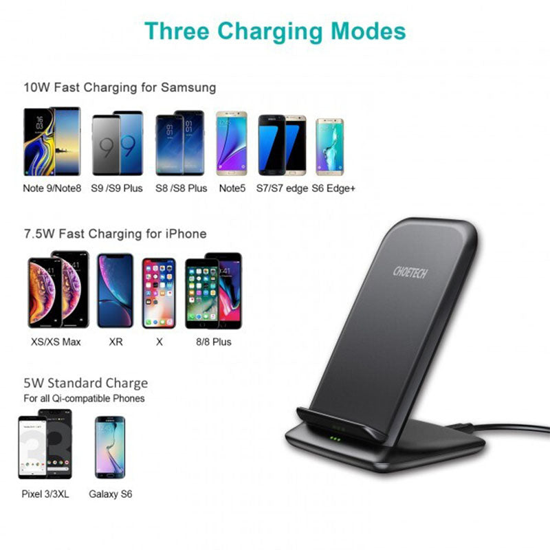 Choetech 15W Fast Wireless Charger Stand + 1.2m Cable