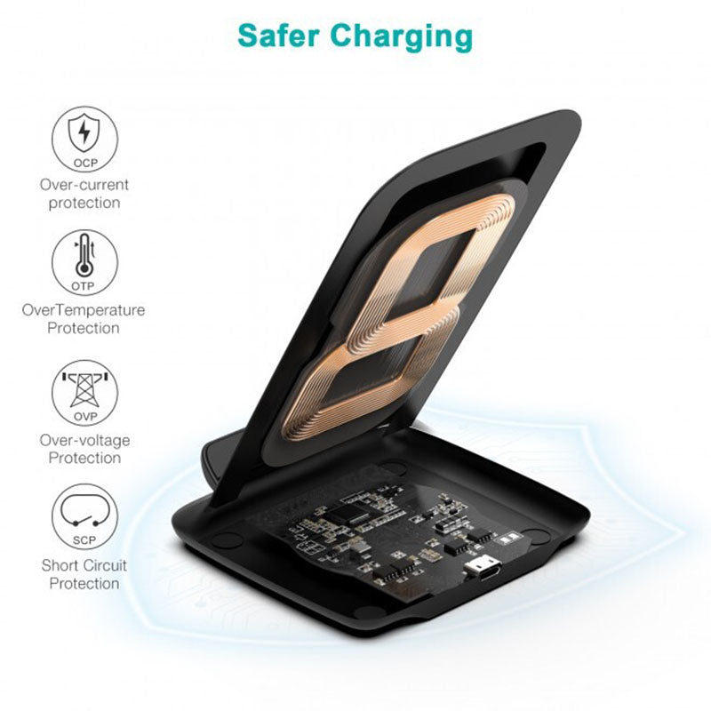 Choetech 15W Fast Wireless Charger Stand + 1.2m Cable