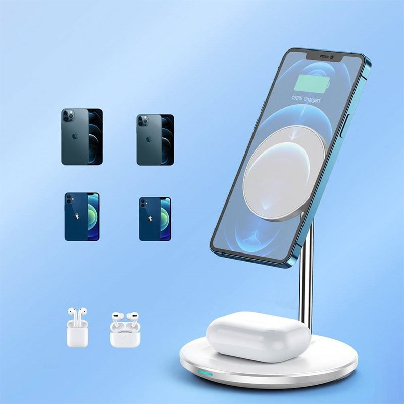 Choetech Qi MagSafe 15W 2 in 1 Magnetic Wireless Charger Stand for iPhone & AirPods