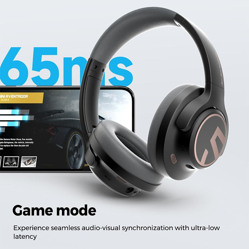 SoundPEATS Space Hybrid Active Noise Cancelling Wireless Headphones, 123H Playtime, Hi-Res Audio Wired, APP Custom EQ, Deep Bass, Comfort Ear Cups