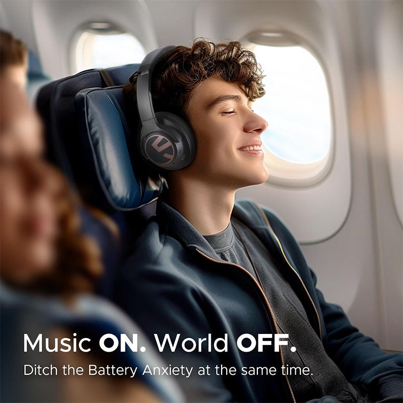 SoundPEATS Space Hybrid Active Noise Cancelling Wireless Headphones, 123H Playtime, Hi-Res Audio Wired, APP Custom EQ, Deep Bass, Comfort Ear Cups