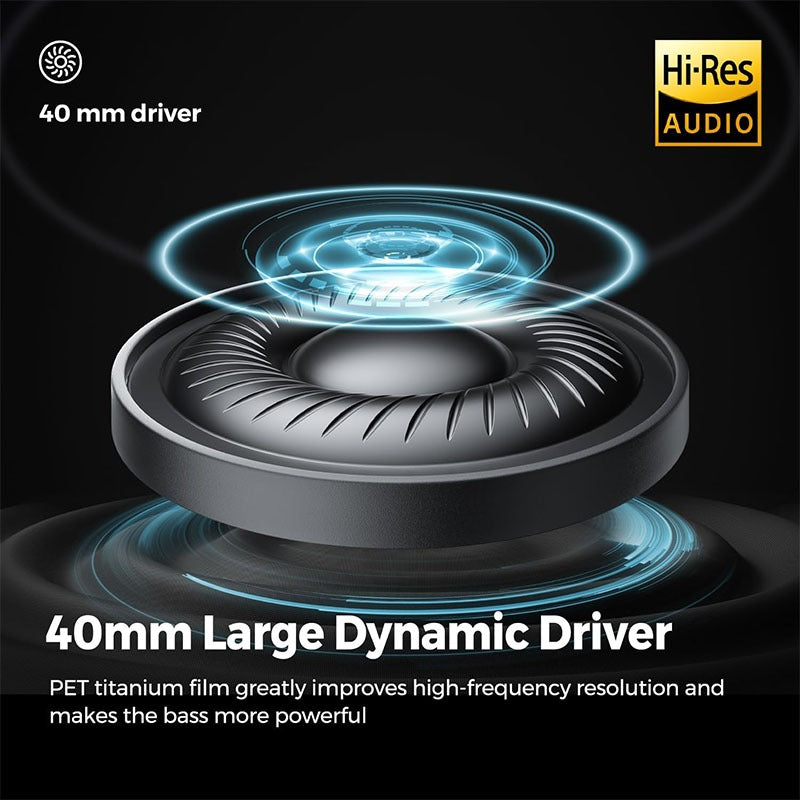 SoundPEATS Space Hybrid Active Noise Cancelling Wireless Headphones, 123H Playtime, Hi-Res Audio Wired, APP Custom EQ, Deep Bass, Comfort Ear Cups