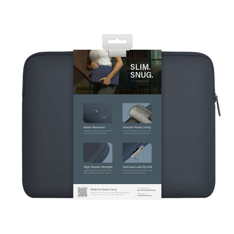 UNIQ Cyprus Protective Water Resistance Sleeve for Laptop and MacBook up to 16” – Onyx