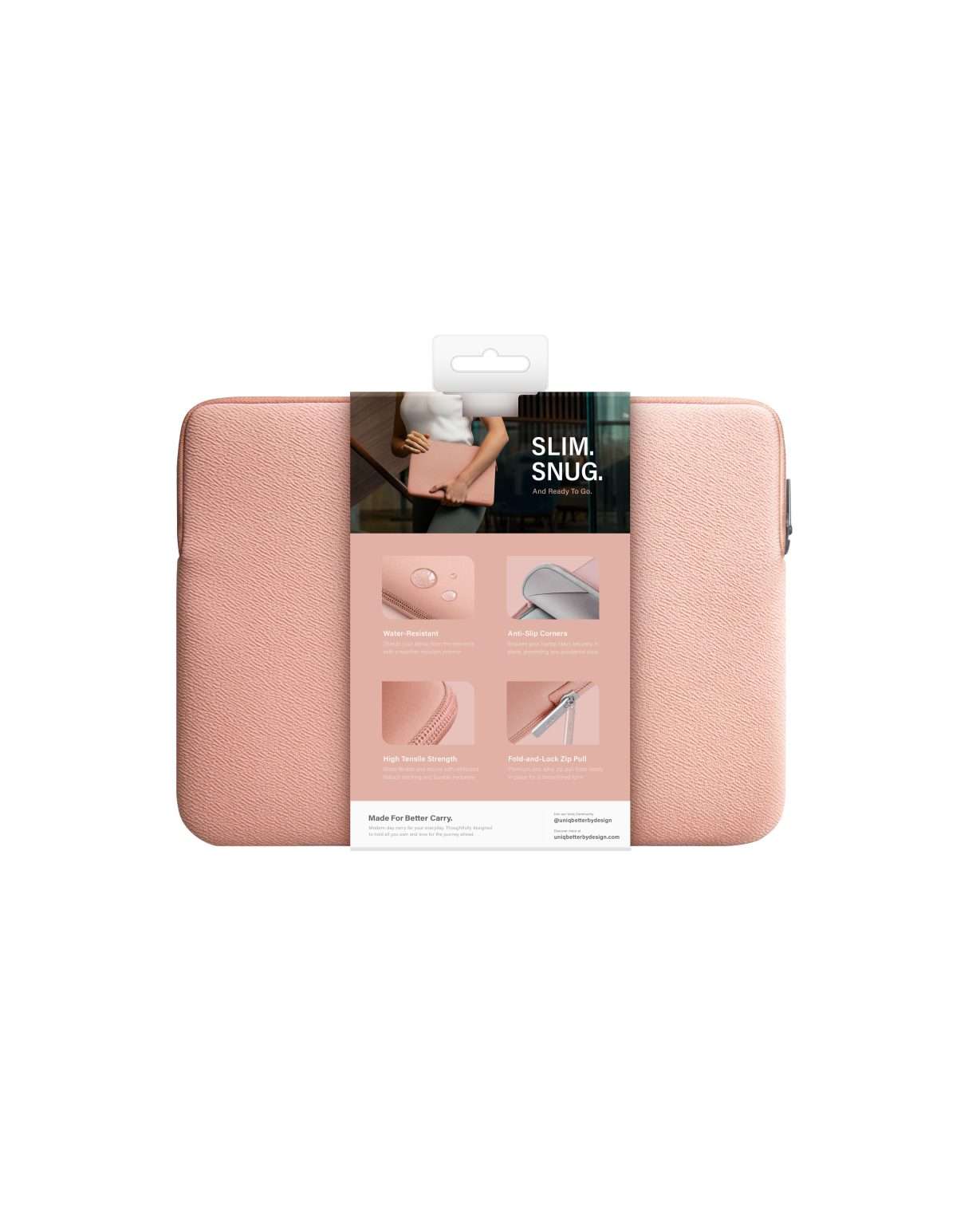 UNIQ Cyprus Protective Water Resistance Sleeve for Laptop and MacBook up to 14” – Pink