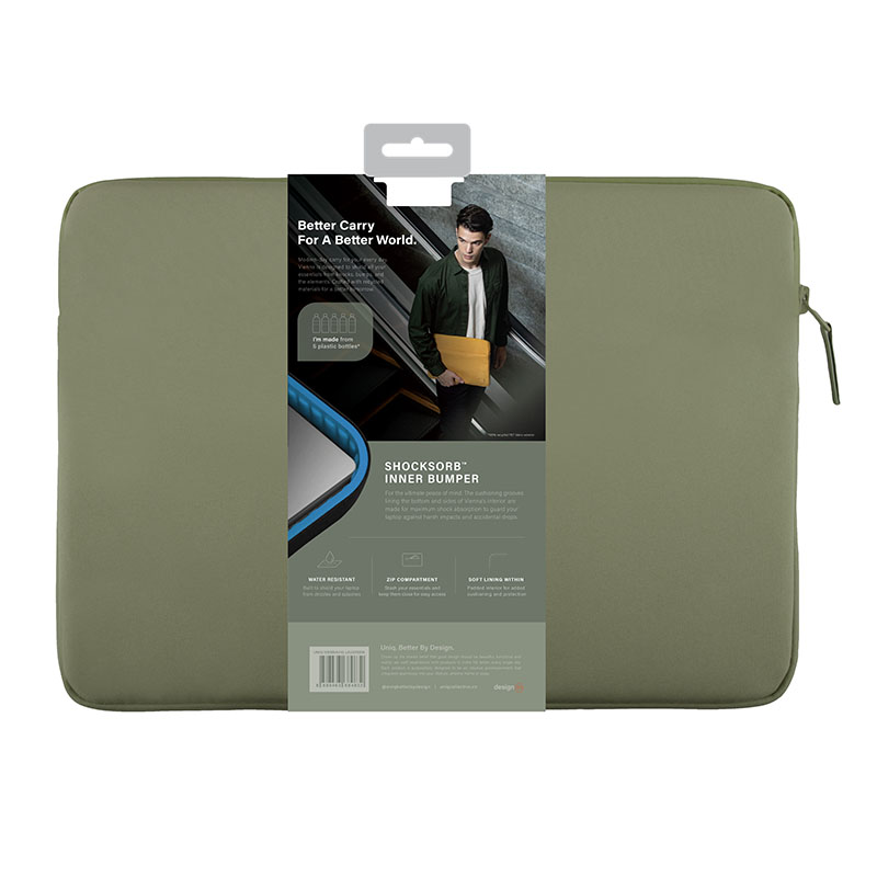 Uniq Vienna Fabric Protective Laptop Sleeve (Fits upto 14” Devices) – Laurel Green