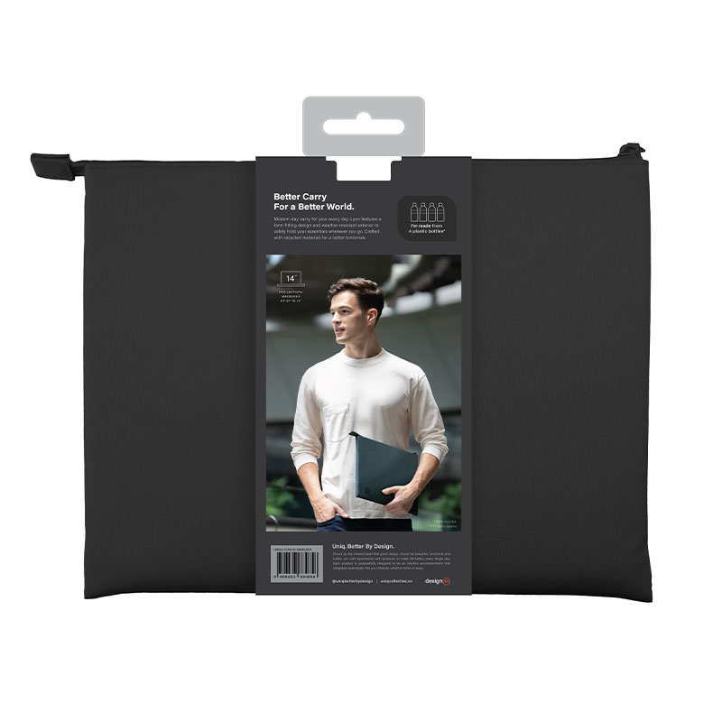 Uniq Lyon Snug-Fit Protective Sleeve for Laptops & iPads (Fits upto 14”) – Midnight Black