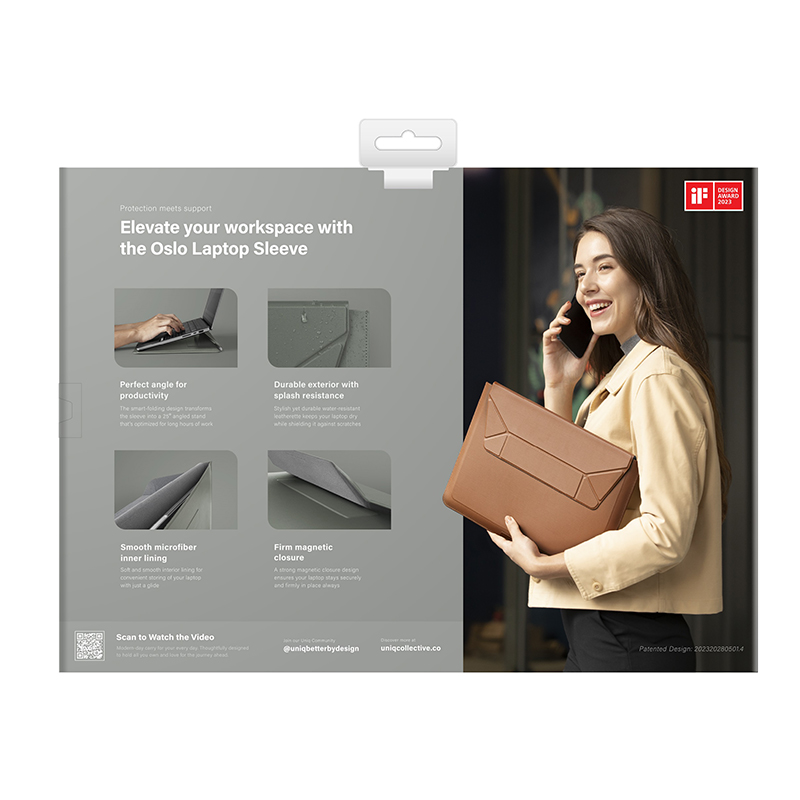 UNIQ OSLO Laptop Sleeve with Foldable Stand (Fits Up to 14″ Devices)