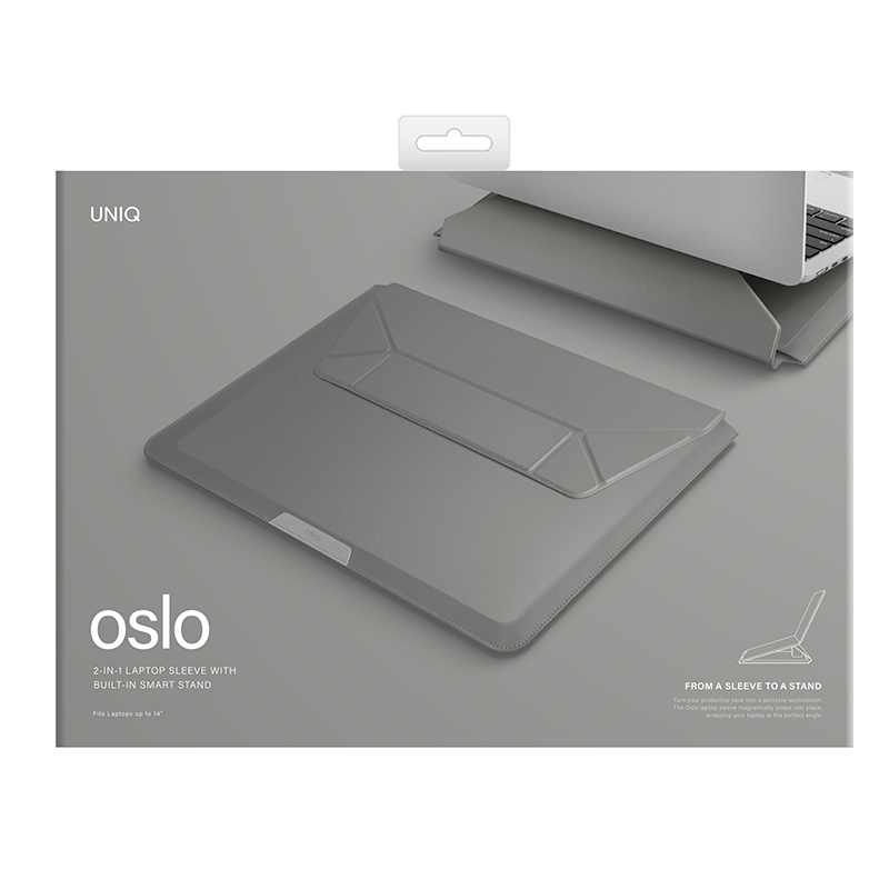 UNIQ OSLO Laptop Sleeve with Foldable Stand (Fits Up to 14″ Devices)