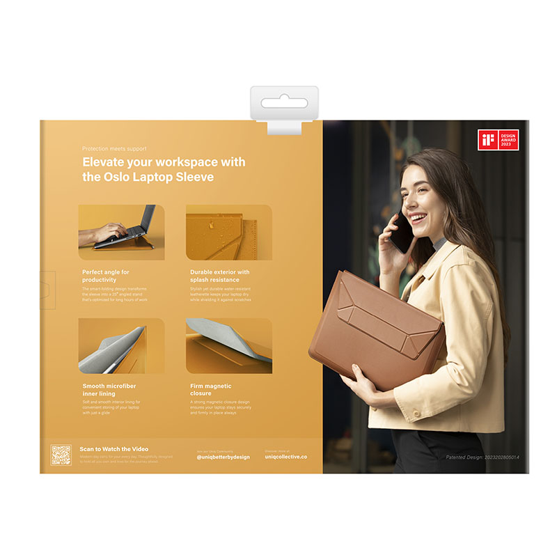 UNIQ OSLO Laptop Sleeve with Foldable Stand (Fits Up to 14″ Devices)