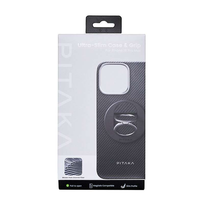 Pitaka Ultra Slim Case with MagSafe Grip3 for iPhone 16 Pro Max – Black/Grey