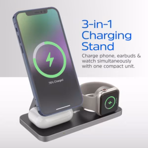 3-in-1 15W Wireless Charging Stand for Phone, Earbuds & Watch - Image 2